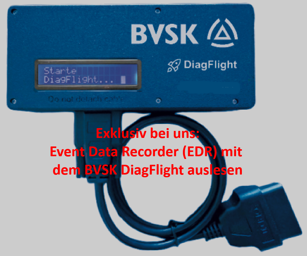 Anschluss eines Diagnosegeräts zur Datenauslesung im Fahrzeug
